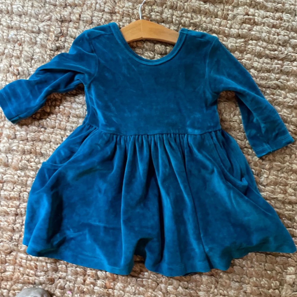 RuffleButts dark teal velour twirl dress